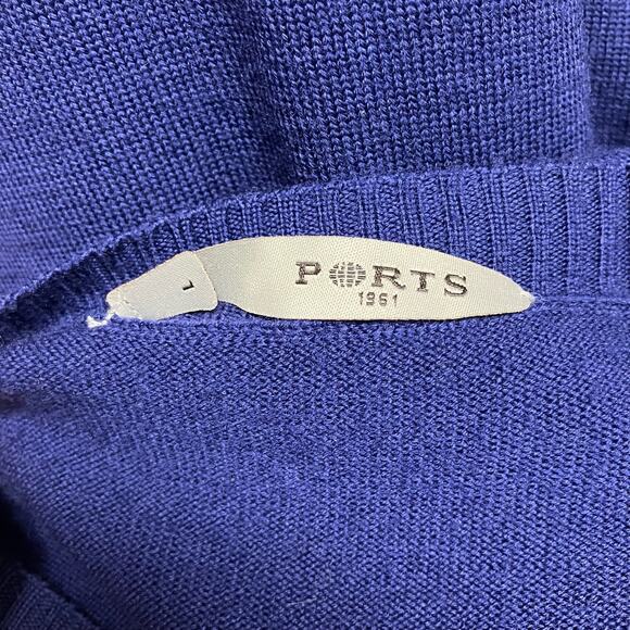 Ports 1961 Sweater Dress Cardigan Tunic Sz L Merino Wool Navy Colorblock Classic - Picture 9 of 9